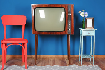 Poster - Design of interior with old TV