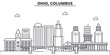 Ohio, Columbus architecture line skyline illustration. Linear vector cityscape with famous landmarks, city sights, design icons. Editable strokes
