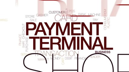 Wall Mural - Payment terminal animated word cloud, text design animation. Kinetic typography.