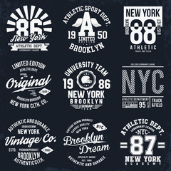 new york, brooklyn typography, badges set for t-shirt print. sports, athletic t-shirt patches. t-shi