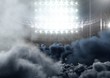 american football  stadium with smoke