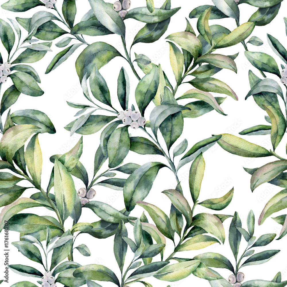 akwarela-zima-kwiatowy-wzor-recznie-malowana-galaz-snowberry