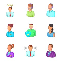 Poster - Workaholic icons set, cartoon style