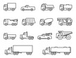 Trucks line icons set