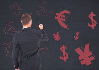 Poster - Man drawing money on wall