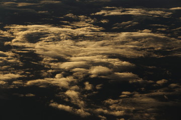 Wall Mural - Sunset White Cloud sky at high level attitude, view from window airplane