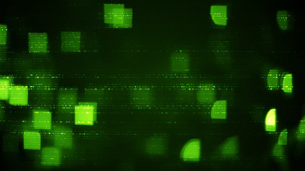 Wall Mural - abstract symbols and green squares blurry lights