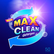 Max clean laundry detergent Design Template for packaging Used as a detergent illustration. For washing machine Showcasing modern clean energy for the future. Vector illustration Realistic.