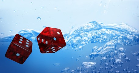 Wall Mural - Composite image of digital composite 3d image of red dice