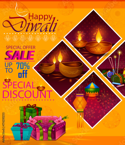 Happy Diwali Light Festival Of India Greeting Advertisement Sale