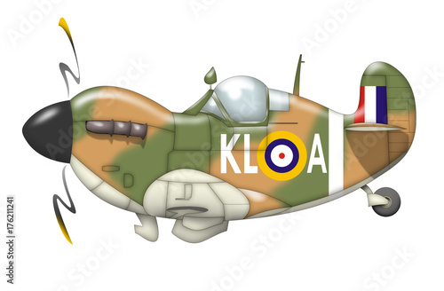 Spitfire plane caricature side view