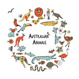 Fototapeta Dinusie - Australian animals set, sketch for your design