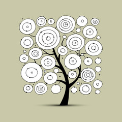 Wall Mural - Abstract circles tree, sketch for your design