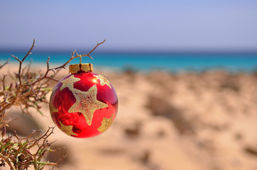 christmas ball on the beach