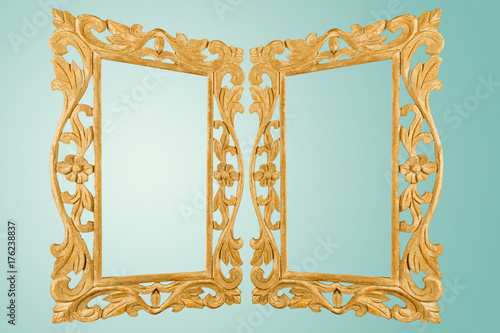 Isolated Retro Style Antique Gilt Gold Mirror Frame Handcrafted