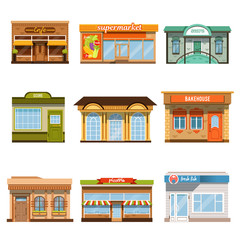 Canvas Print - Store shop front window buildings icon set flat isolated