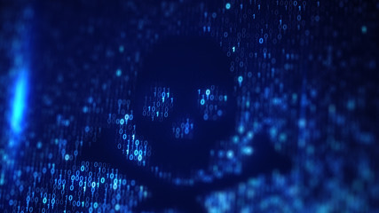 Wall Mural - internet piracy and malware concept. skull and bones piracy symbol