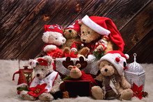 Christmas Teddy Bear Family Still Life