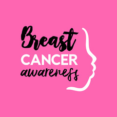 Wall Mural - Breast cancer awareness month pink doodle quote