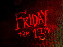 Friday 13th word on grunge wall and bloody background