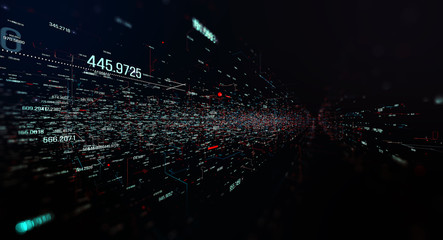 Leinwandbilder - Transfer and storage of data sets/Economic indicators of world markets. Data transmission channel. Motion of digital data flow. Transferring of big data