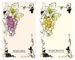 Label for red and white wine -- set /  Vector illustration, floral design element, splash watercolor