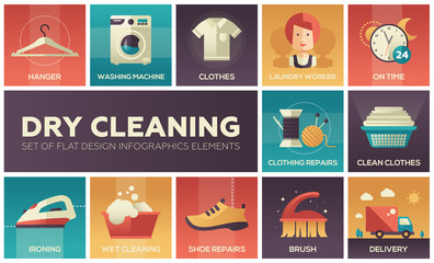 Wall Mural - Dry cleaning - set of flat design infographics elements