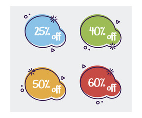 Wall Mural - set of trendy flat geometric vector bubbles. vivid color sale tags vector design