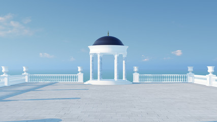 3d render from imagine white roman dome classic style zoom out 