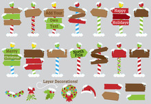 Cute Vector Collection Of North Pole Signs Or Christmas And Winter Themed Signs