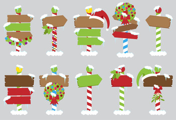 cute vector collection of north pole signs or christmas and winter themed signs