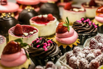 desserts in bakery case