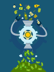 Sticker - Garbage Money Machine Illustration