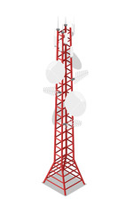 TV tower isometric 3D icon. Digital technologies, broadcasting device, equipment for network communication vector illustration