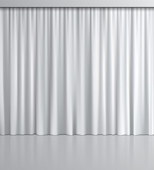 white curtain background. vector realistic white curtain with mirror reflection.