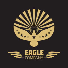 Sticker - Vector heraldic eagle logo on black background