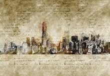 Skyline Of New York In Modern And Abstract Vintage Look