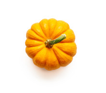 Decorative Pumpkin Isolated On White Background. Top View.