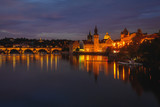 Fototapeta Nowy Jork - Night lights reflections in old town Prague, Czech Republic