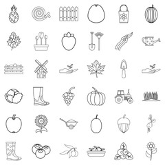 Sticker - Cultivated icons set, outline style
