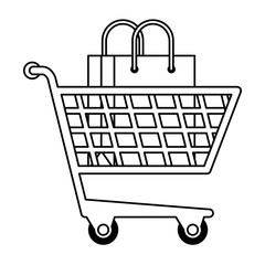 Wall Mural - shopping cart with shopping bag