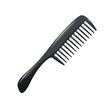 Cartoon trendy plastic black hair comb icon isolated on white background. Professional salon accessories vector illustration.