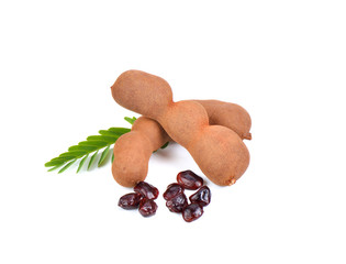 Wall Mural - tamarind fruit on white background