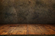 canvas print picture - Old concrete wall with wooden floor