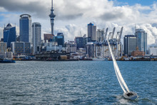 Auckland View From The Sea And Sailing Ship, New Zealand