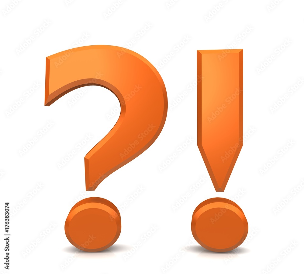 question mark exclamation mark point 3d orange interrogation point ...