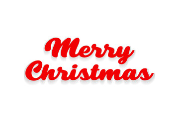 Wall Mural - Merry Christmas text with shadow on a white background