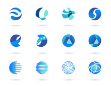 Blue Circle Abstract And Technology Logo Symbol Set