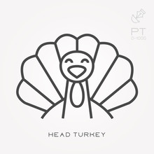 Line Icon Head Turkey