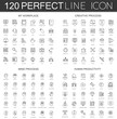 120 modern thin line icons set of my workplace, creative process, mind process, human productivity.